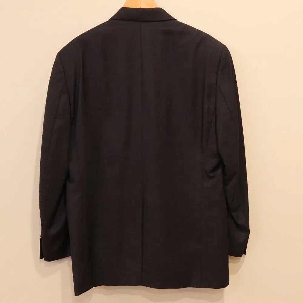 RALPH LAUREN mens wool cashmere blazer plaid dark navy 44R 2 button sports jackt